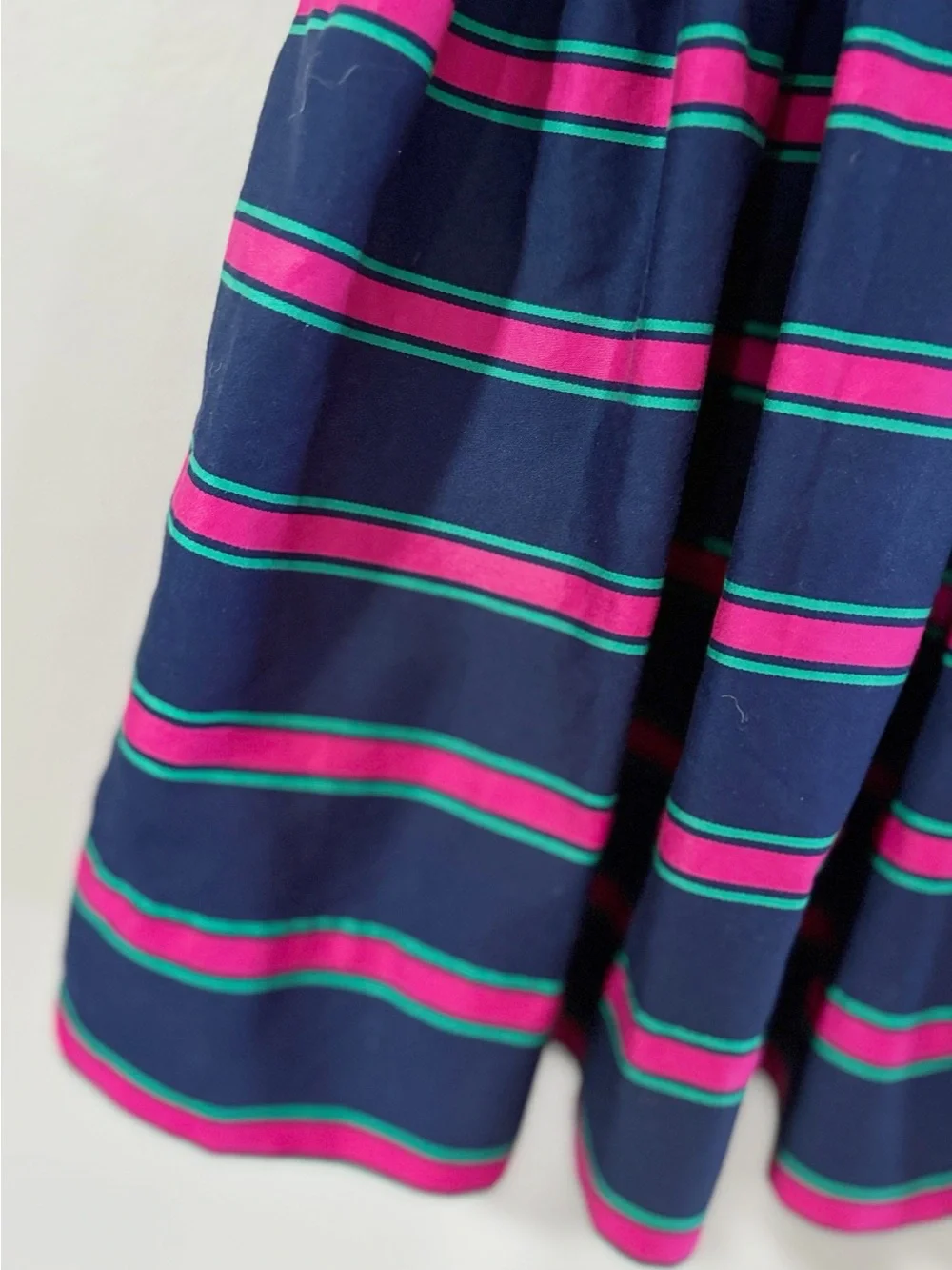 Ralph Lauren Girls Dress 8 Navy Stripe Cotton Fit Flare Preppy Classic Chic
